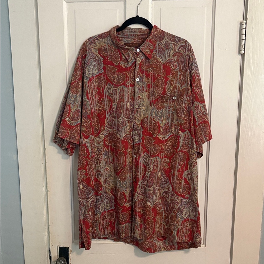 Tori Richard Red and Blue Patterned Shirt